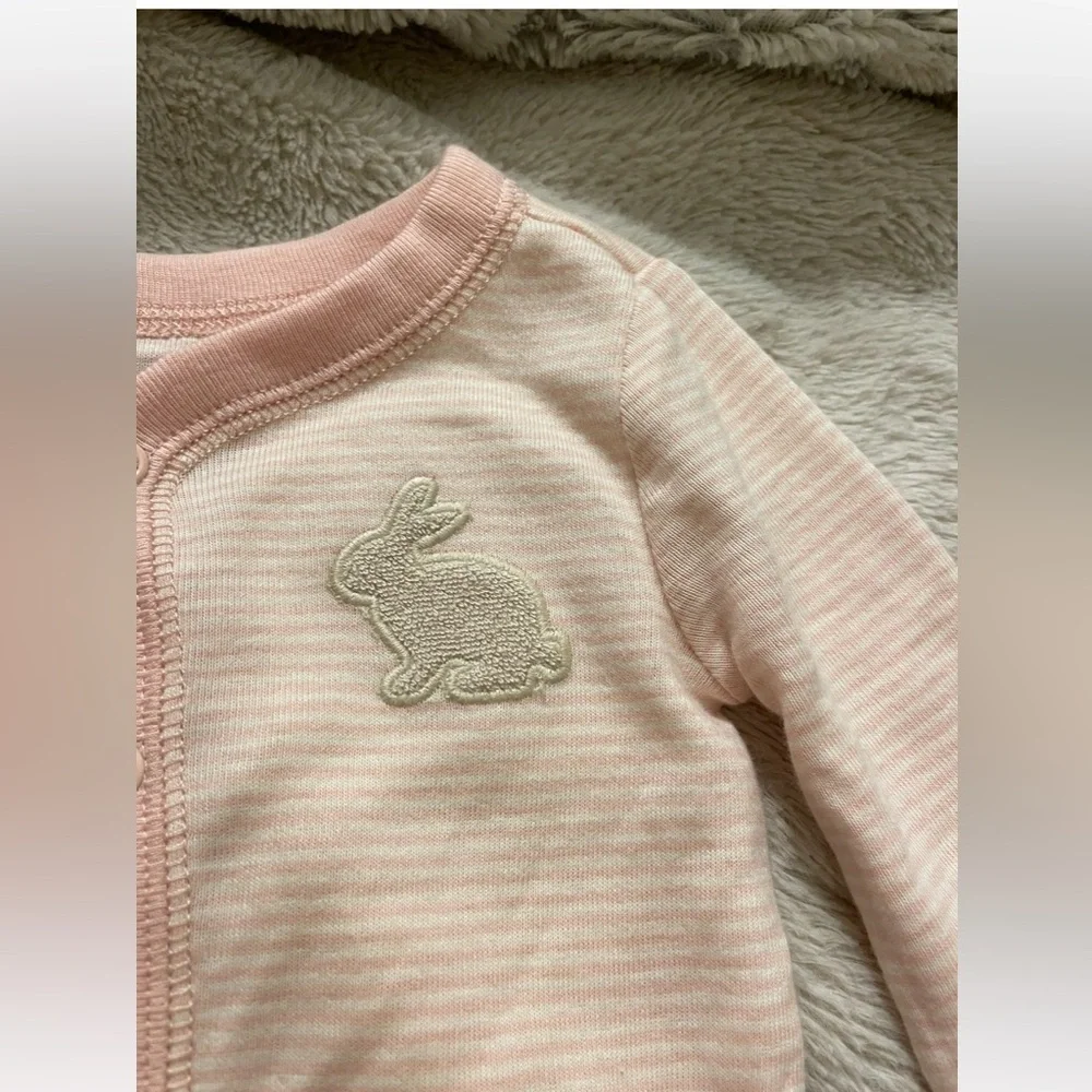 NWT Carter’s Pink Striped Bunny Footies